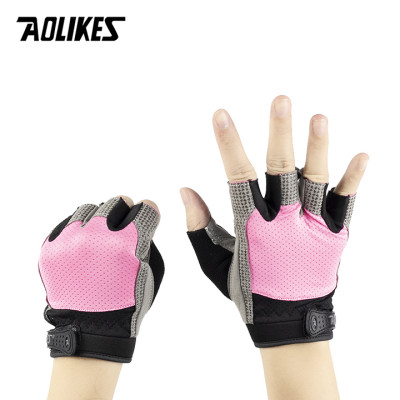 Găng tay hở ngón Nam - Nữ tập gym Aolikes AL110