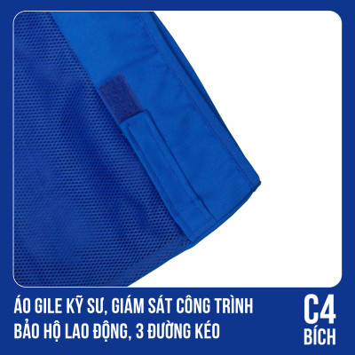 Áo Gile Kỹ Sư, Giám Sát Công Trình, Bảo Hộ Lao Động, 3 Đường Kéo - Mã C4 (BÍCH)