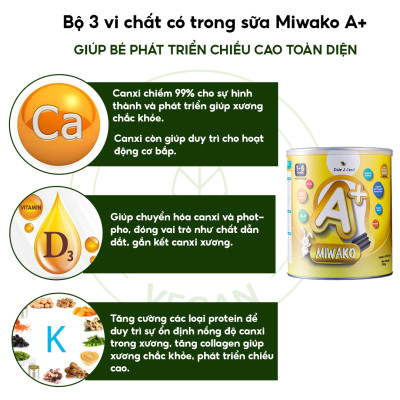 Sữa Công Thức Hạt Thực Vật Hữu Cơ MIWAKO A+ Vị Vani 700gr x 6 Hộp - Miwako Việt Nam