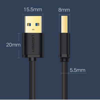 Ugreen UG10369US128TK 0.5M màu Đen Cáp 2 đầu USB 3.0 dương cao cấp - HÀNG CHÍNH HÃNG