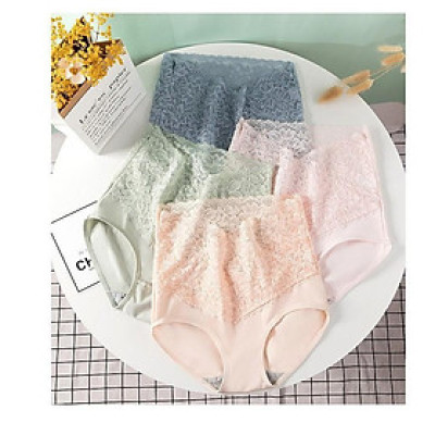 Combo 5 Quần Lót Nữ Cotton Phối Ren Lưng Cao Ôm Bụng 86041 – Màu Pastel Dịu Dàng