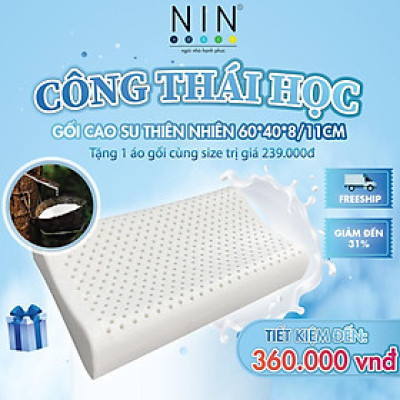 Gối cao su thiên nhiên lượn sóng NIN House kích thước 60x40x8/11cm