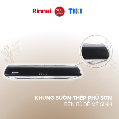 Máy hút mùi 70cm Rinnai RVH-7Slim(Hood-DG) than hoạt tính và ống thoát 380W - Hàng chính hãng.