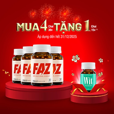 Combo 4 hộp viên uống FAZ điều hòa mỡ máu 30 viên tặng 1 hộp WIT 15 viên