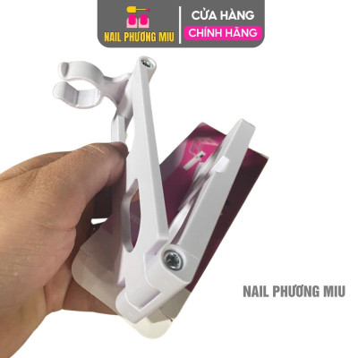 Đế Kẹp Đèn Hơ Mini Giá Đỡ Bằng Nhựa Đa Năng Màu Trắng Hồng, Chân Đế Có Thể Gấp Gọn Để Bàn Rảnh Tay Làm Nail Tiện Lợi, Điều Chỉnh Nhiều Góc Độ Dễ Dàng
