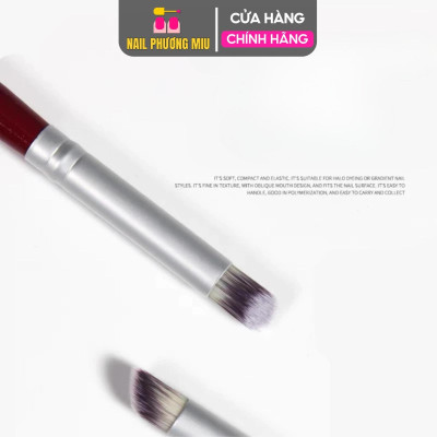 Cọ Ombre Đầu Tròn Cán Gỗ Đỏ Đầu Xiên, Lông Mềm, Dề Cầm, Dễ Tán Màu, Cọ Dặm Omber Chuyên Dụng Làm Móng Nail Phương Miu Cosmetic Nữ Trang Điểm