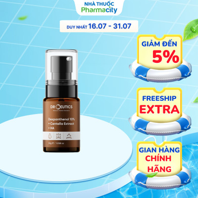 DrCeutics Serum Cấp Ẩm Hỗ Trợ Làm Dịu, Phục Hồi Da Depanthenol 10%+ Centella Extract+ HA (30g/Chai)