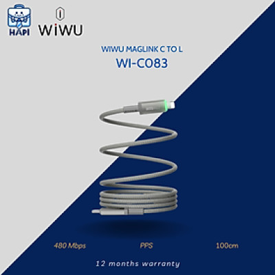 Cáp sạc Type-C to L 27W hàng chính hãng WiWU Maglink Wi-C083. Dây dù nylon siêu bền, truyền đẫn ổn định