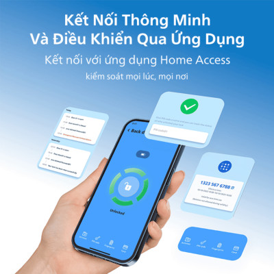 Bộ khóa cửa thông minh Gateway điều khiển từ xa, vân tay, thẻ từ, mật khẩu và chìa cơ, tích hợp kèm chuông cửa Philips DDL801-5HBS - Hàng nhập khẩu