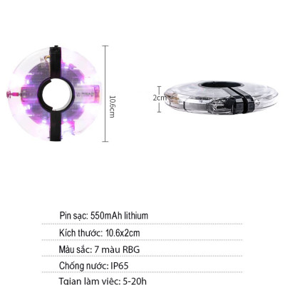 Đèn Led Gắn Bánh Xe Đạp 7 Màu (Trục Giữa phi 19-36mm) Có Sạc Điện USB Chống Nước Trang Trí Cho Xe Đạp Người Lớn Mai Lee