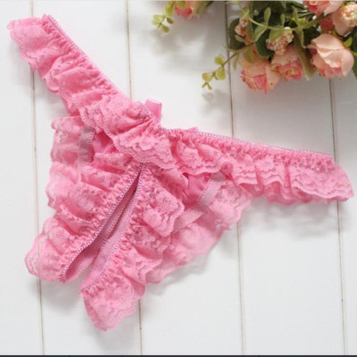 Quần lót lọt khe nơ ren - hồng nhạt