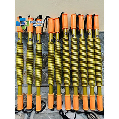 Gậy Lo xo,Thanh lò xo(Màu Vàng Bầu) gậy bẻ tay tập cơ tay cơ ngực 80kg 100kg titan GYM(Hình ảnh thực của Gậy)