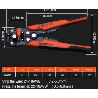Kìm Harden tuốt dây điện – bấm cos chuyên dụng 660613 HARDEN