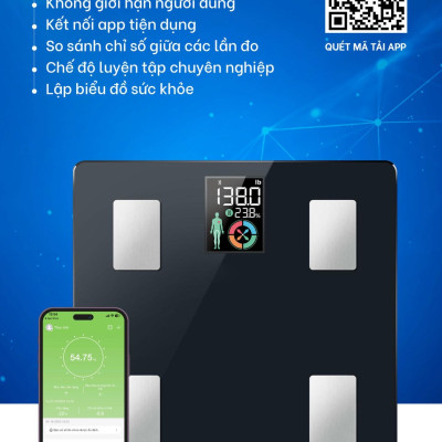 Cân sức khỏe thông minh KATA CS20M Full Tiếng Việt cân đo, theo dõi chỉ số sức khỏe của cả gia đình,trẻ nhỏ