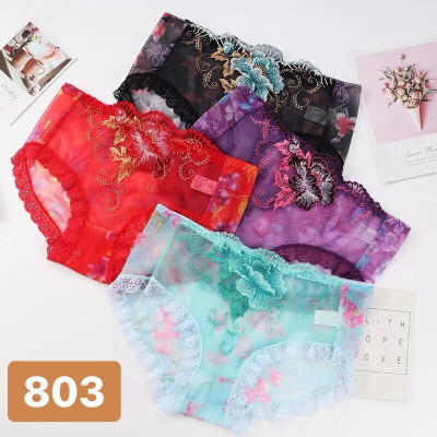 Set 5 Quần Lót Ren Lưới Thêu Hoa 3D Tàng Hình Siêu Nhẹ 803