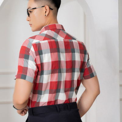 Áo sơ mi nam ngắn tay ALIGRO kẻ caro, cotton cao cấp, kháng khuẩn form slim vừa công sở thời trang trẻ trung ALGS-C58