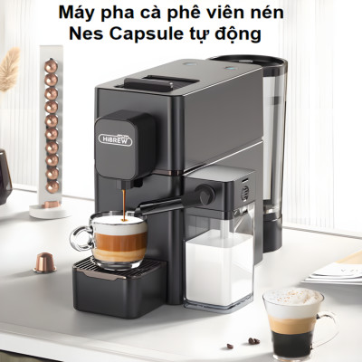HÀNG CHÍNH HÃNG - Máy pha cà phê viên nén Nespresso tự động, Espresso, Cappuccino và Latte. Thương hiệu Mỹ cao cấp HiBREW - H15