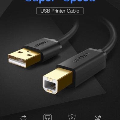 Ugreen UG10350US135TK 1.5M màu Đen Cáp USB 2.0 sang USB B máy in đầu mạ vàng - HÀNG CHÍNH HÃNG