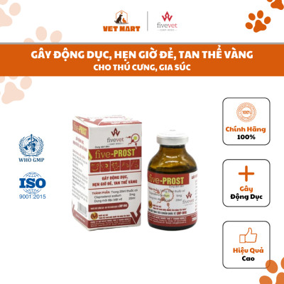 Five-Prost - Gây động dục, hẹn giờ đẻ, tan thể vàng cho chó mèo, gia súc
