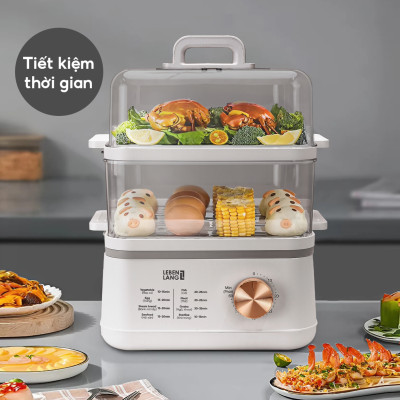 Nồi hấp điện đa năng LEBENLANG LBEL5030 hấp 2 tầng,12L tiện lợi, 800W, bảo hành 2 năm - hàng chính hãng