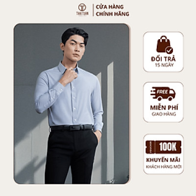 Áo sơ mi nam dài tay màu xám sọc trắng | Lịch lãm, nam tính, phong độ - Thời trang Công Sở/Dạo phố