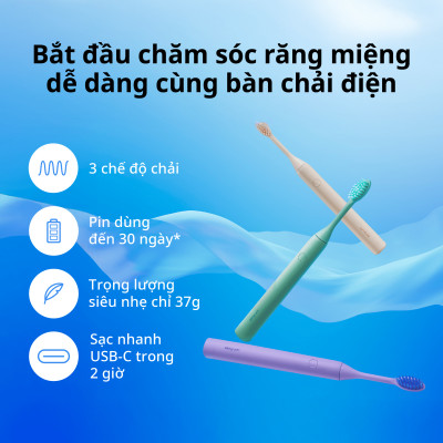 [MỚI] Bàn chải điện ZenyumSonic Spark - Màu Tím Lilac / Kem / Xanh Sage
