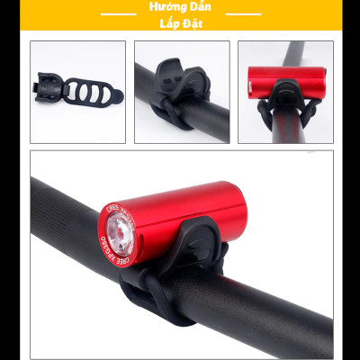 Đèn Trước Xe Đạp Nhỏ Gọn Sáng Mạnh 350 Lumens Sạc Điện USB Với Bóng Led Cree Giúp Trợ Sáng Xe Đạp Đi Đêm Mai Lee
