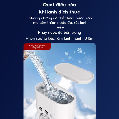 Quạt hơi nước tích điện Half Horse, xoay 180 pin 2500 mAh, thời gian sử dụng 6 tiếng, hàng chính hãng