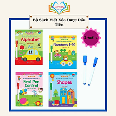 Sách - Wipe Clean - Viết Xóa Được: Bộ Sách Viết Xóa Song Ngữ Đầu Tiên Cho Bé (4 Quyển Tặng Kèm 2 Bút)
