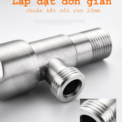 Van nước 2 cổng xả đóng mở riêng biệt Chất liệu Inox 304 