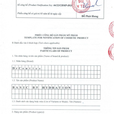 DrCeutics Tinh Chất Cấp Ẩm & Làm Dịu Da Basic B5 Hydration (30g/Chai)