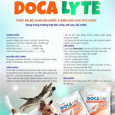 Vemedim Doca lyte Bột Pha Uống Bù Điện Giải Cấp Tốc cho Chó Mèo - Gói 6.8g