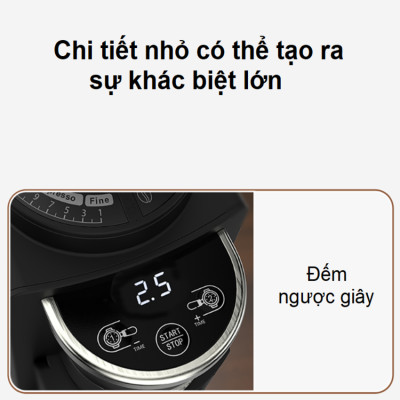 Máy xay hạt cà phê Espresso tự động tích hợp 31 chế độ xay thương hiệu Mỹ cao cấp HiBREW G3A - Hàng Nhập Khẩu