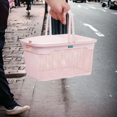 GIỎ LÀN QUAI XÁCH CÓ NẮP HOA MỘC TẤM ĐỰNG ĐỒ CHO MẸ VÀ BÉ ĐI SINH ĐA NĂNG - GIỎ LÀN KIỂU DÁNG MÀU SẮC PHONG CÁCH HÀN QUỐC