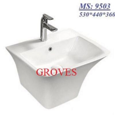 CHẬU LAVABO LIỀN CHÂN VÁT VUÔNG GROVES GRVL 2804