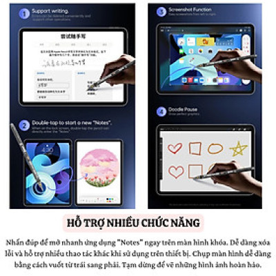 Bút cảm ứng lộ cơ cảm biến nghiêng chống tì tay sạc nam châm WIWU Stylus W PRO cho iPad Pro Air Mini đời 2018 trở lên Gen 7 8 9 10 10.9 11 12.9 13 Mini 6 M1 M2 M3 M4 - Hàng nhập khẩu