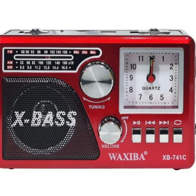 Đài FM WAXIBA XB-741C-đài radio-Đồng hồ -thẻ nhớ-USB-Đèn pin-Hàng Chính Hãng