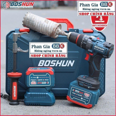 Máy [chính hãƞg] Khoan Pin BOSHUN BS-ID135AK , Anti-kickback, Động cơ Không chổi than 135Nm, 13mm, 3 chức năng