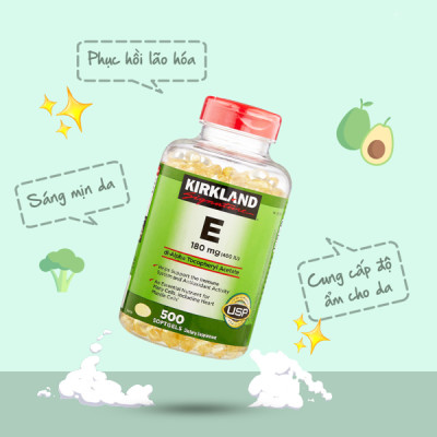 Vitamin E Mỹ Kirkland Signature E 180mg (400 IU) – Giúp đẹp da, tóc, làm chậm quá trình lão hóa và tăng sức khỏe tổng thể - QuaTangMe Extaste