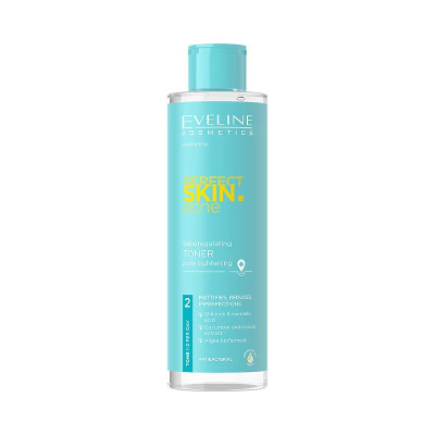 Nước hoa hồng Eveline Perfect Skin Acne điều tiết bã nhờn và se khít lỗ chân lông 200ml_[Tặng kèm mặt nạ Hàn Quốc cao cấp]