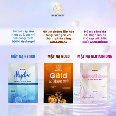 Combo 3 Mặt nạ sinh học BESKINATY Gold Bio Mask chống lão hóa phục hồi da hiệu quả Hàn Quốc