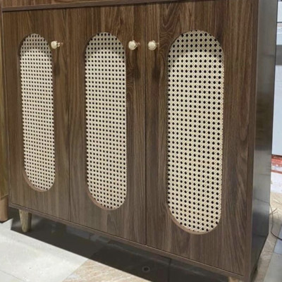 Tủ giày phối mây 3 cánh 1m Juno Sofa cửa vòm hiện đại 