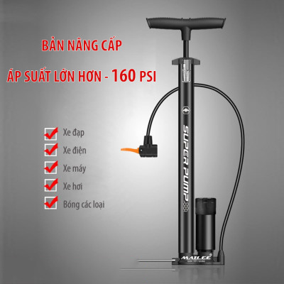 Bơm Tay Xe Đạp SP-P32 với tay cầm chống trượt, đầu bơm đa van 160PSI, Đa Dụng cho Xe Đạp, Xe máy, Xe Ô Tô, lõi nhôm bên trong, kín chống ngược khí - Mai Lee