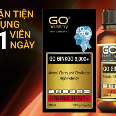 Viên uống bổ não nhập khẩu chính hãng New Zealand GO GINKGO 9000+ (30 viên) hỗ trợ tăng cường tuần hoàn não, cải thiện trí nhớ, tăng khả năng tập trung