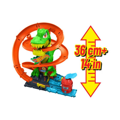 Đồ Chơi Trạm Cứu Hỏa Khủng Long T-rex Hủy Diệt HOT WHEELS JBM73
