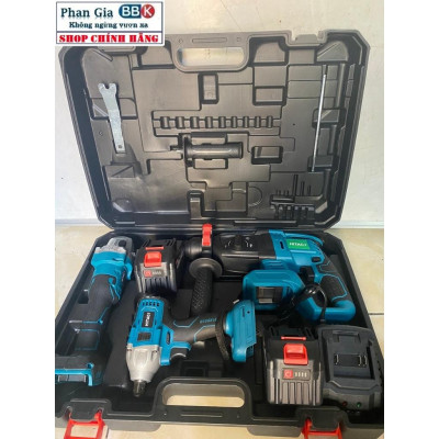 Bộ Combo Gồm Máy Khoan Đục Bê Tông, Máy Mài Và Bulong Dùng Pin 199V 15 Cell, Máy Siêu Khỏe - Bảo Hành 1 Năm