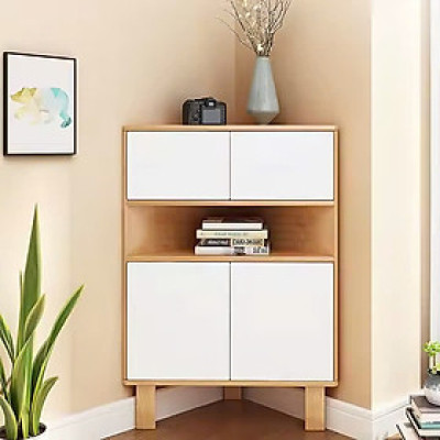 Nội thất phòng khách Tủ tam giác tiết kiệm không gian Tủ tường hiện đại đa chức năng cho gia đình Tủ gỗ lưu trữ góc