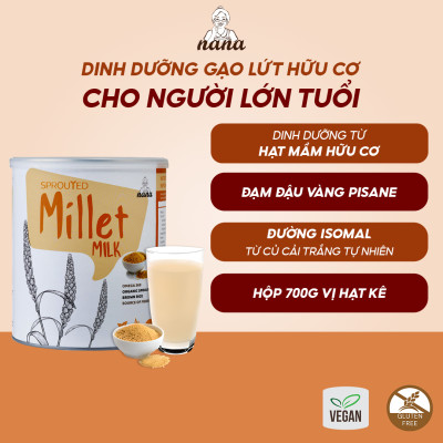 Sữa Hạt Millet 700g x4 Hộp (2.8kg) Vị Kê Tự Nhiên Cho Trẻ Từ 3 Tuổi & Người Lớn Sữa Hữu Cơ Bổ Sung Dinh Dưỡng Toàn Diện