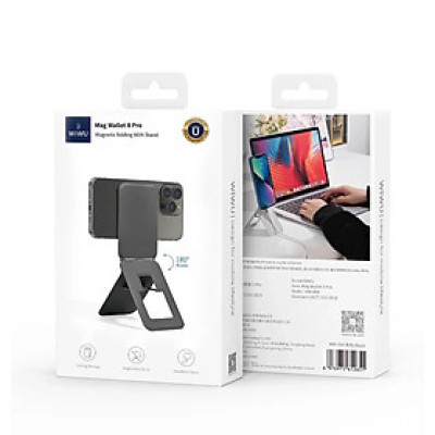 Giá đỡ da từ tính gấp gọn dạng ví kiêm gậy selfie kê điện thoại hiệu WIWU Wallet Mag XPro iPhone 16 15 14 13 12 s22 S23 S24 z fold flip - Hàng nhập khẩu