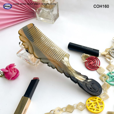  Lược Sừng Vân Nưa Chuôi Cuốn (Size: XL-20cm) Họa Tiết Uốn Lượn Sắc Sảo, Chăm sóc tóc - COH160